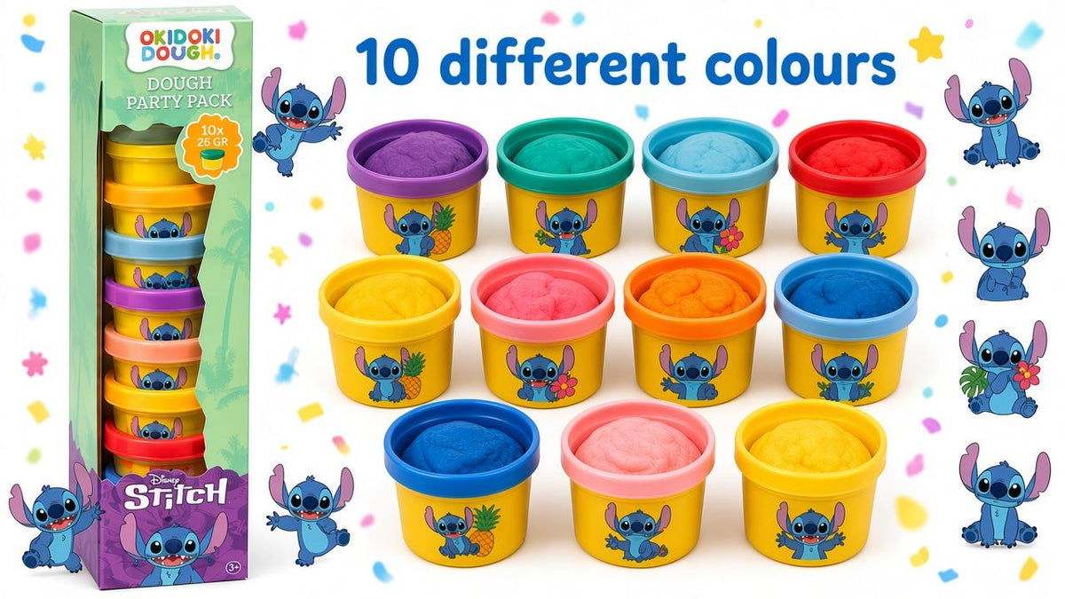 Stitch OkiDoki Dough 10 Pack Kids Modelling Play Dough 26g Tubs Assd