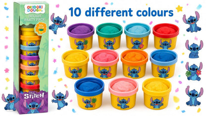 Stitch OkiDoki Dough 10 Pack Kids Modelling Play Dough 26g Tubs Assd