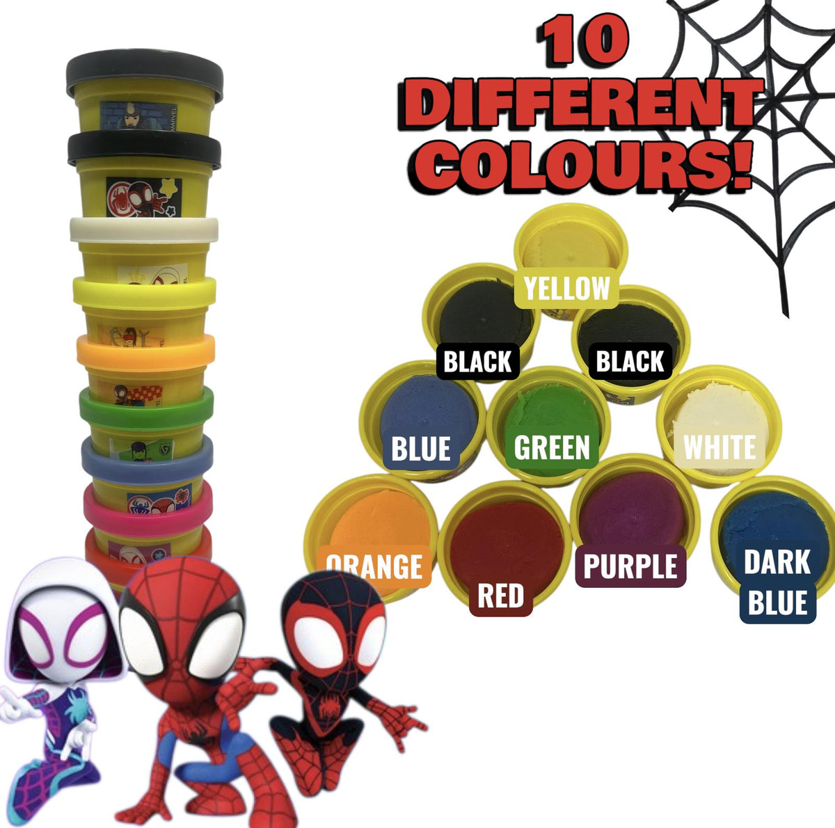 Marvel Spidey and His Amazing Friends OkiDoki Dough 10 Pack 10 x 26g Tubs