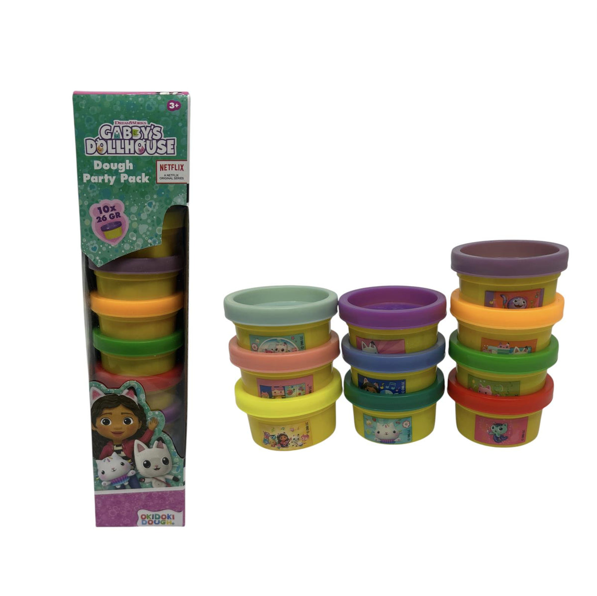 DreamWorks Gabby's Dollhouse OkiDoki Play Dough 10 Pack 26g Tubs Assorted Colours