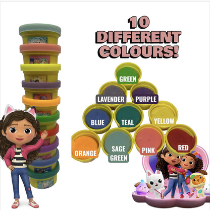 DreamWorks Gabby's Dollhouse OkiDoki Play Dough 10 Pack 26g Tubs Assorted Colours