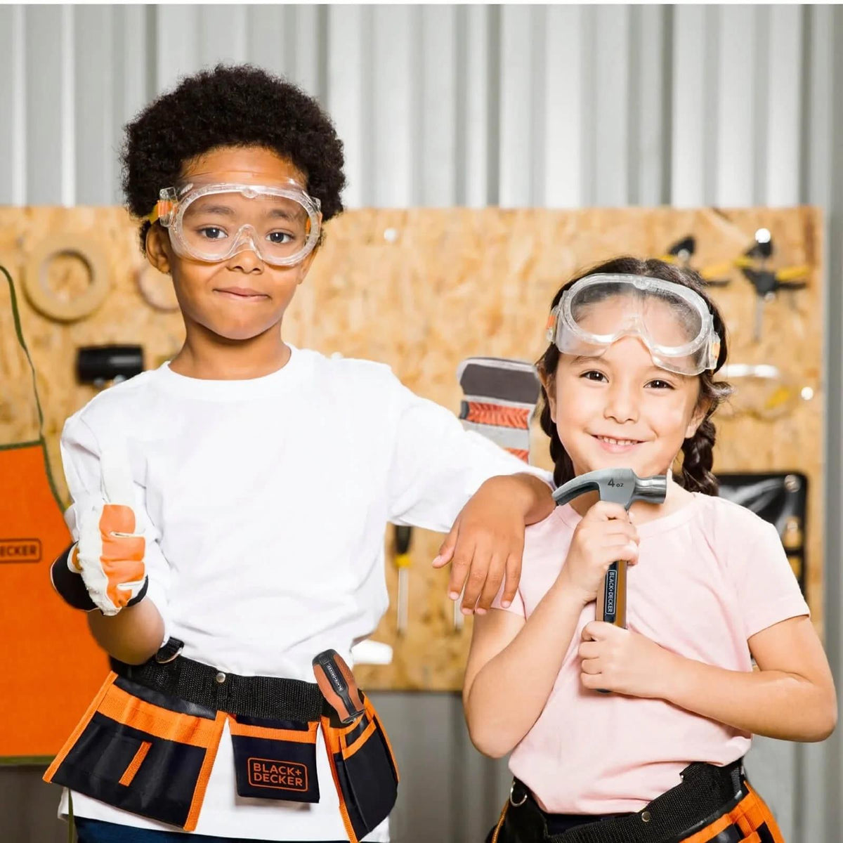 Black + Decker Kids 3 Piece Tool Set – Screwdriver, Hammer & Goggles Pretend Play