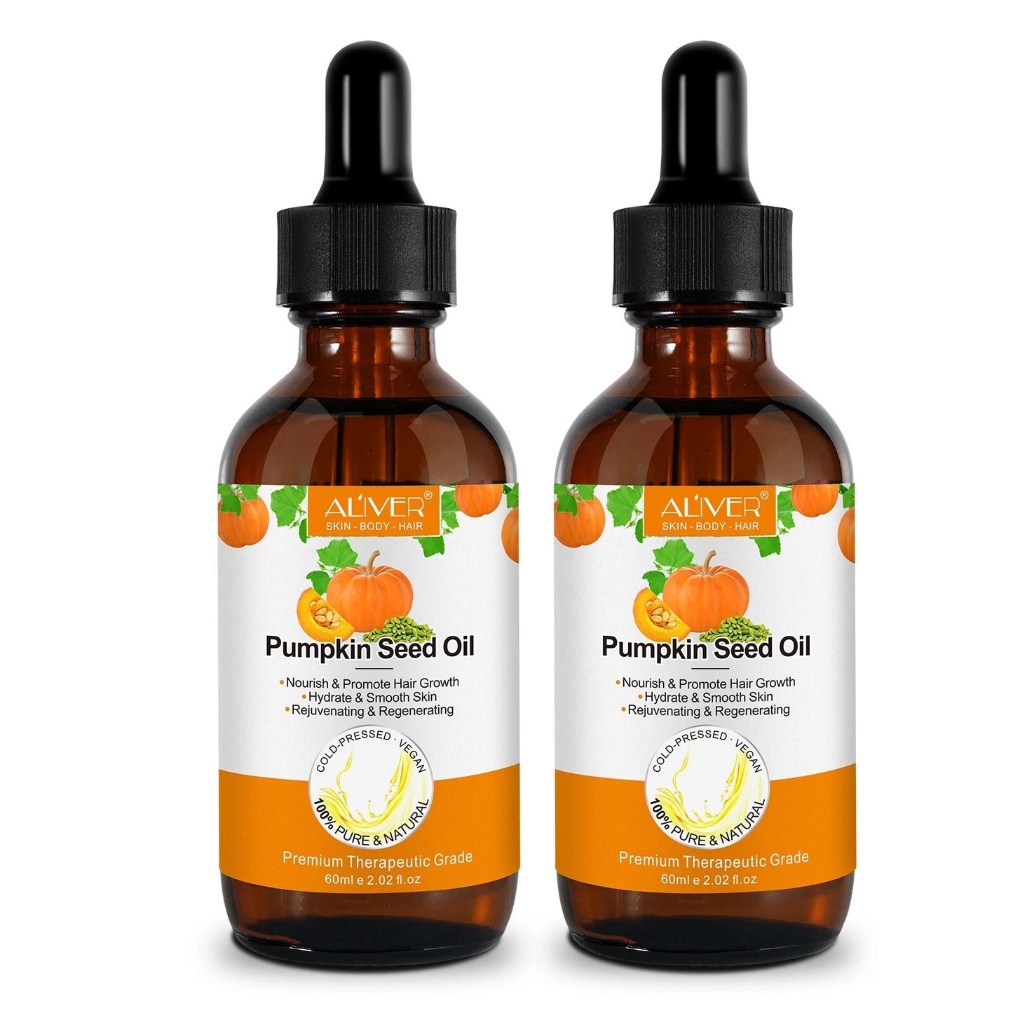Pumpkin Seed Oil for Hair Growth 60ml – Cold Pressed Natural Oil for Scalp Care, Skin Moisturiser & Aromatherapy