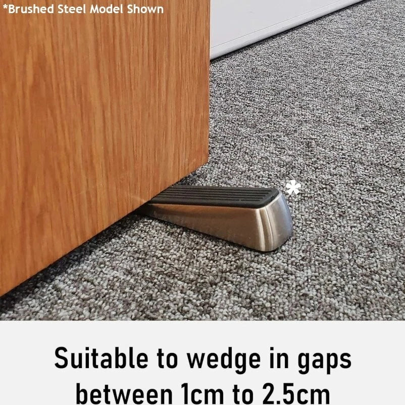 Decorative Rubber Door Wedge Stop Stopper Holder - Polished Brass - 2-Pack