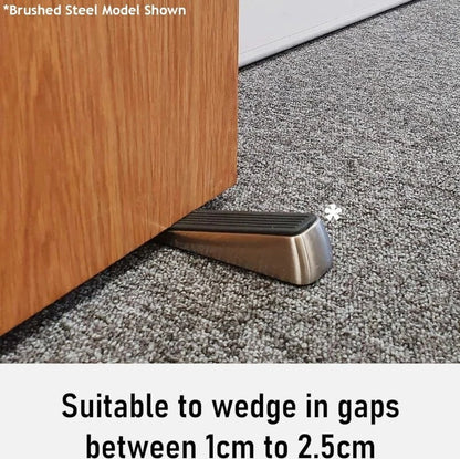 Decorative Rubber Door Wedge Stop Stopper Holder - Polished Brass - 2-Pack