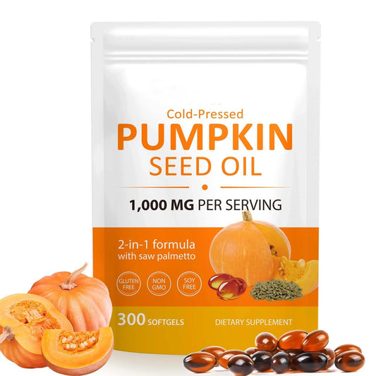 Pumpkin Seed Oil Capsules Cold Pressed Hair 300 , Heart & Skin Support 1000Mgs